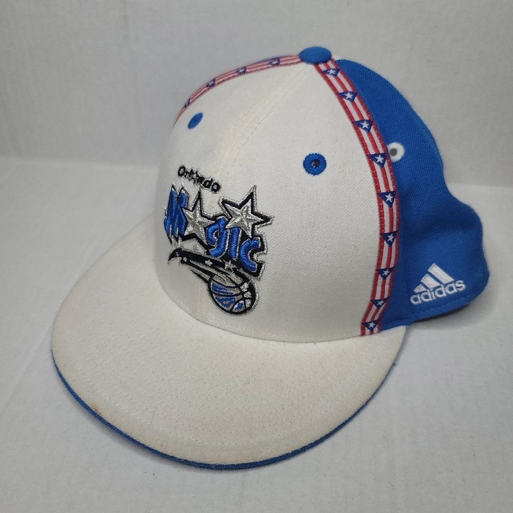 Adidas NBA Orlando Magic Fitted Hat Cap White / Blue Puerto Rico Flag Size 7-3/8